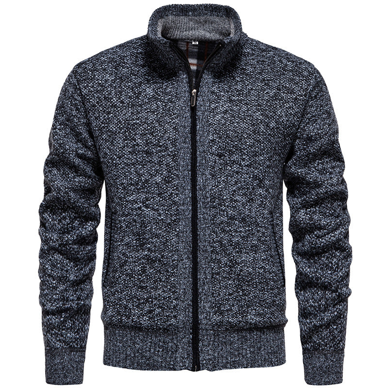 Herren Strickjacke Modern mit hohem Kragen und Taschen