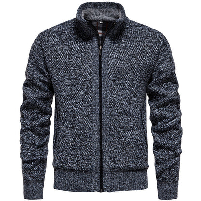 Herren Strickjacke Modern mit hohem Kragen und Taschen