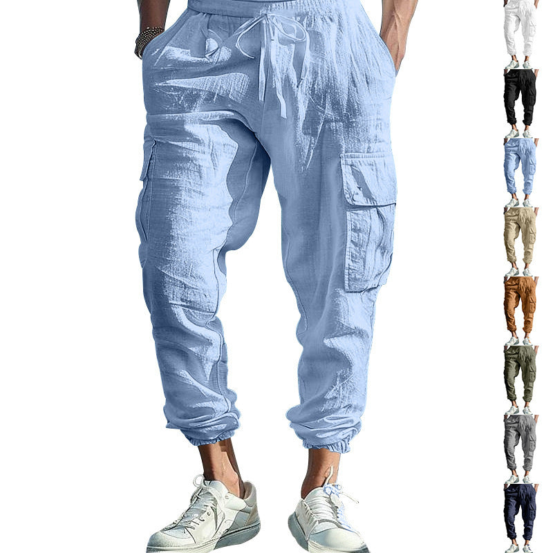 Herren Leinenhose Bequem Elastisch Cargo Hose Sommer - BerlinGlamour
