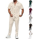 Herren Kurzarmhemd mit Taschen und elastische Jogginghose Sportlich - BerlinGlamour