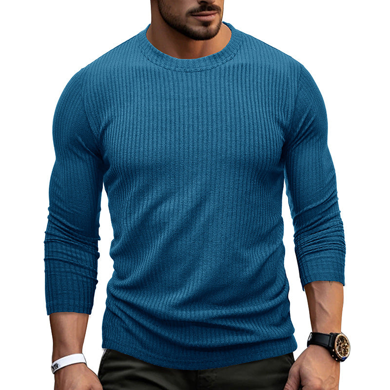 Herren Longsleeve Elastisch Ripp-Oberteil Modern