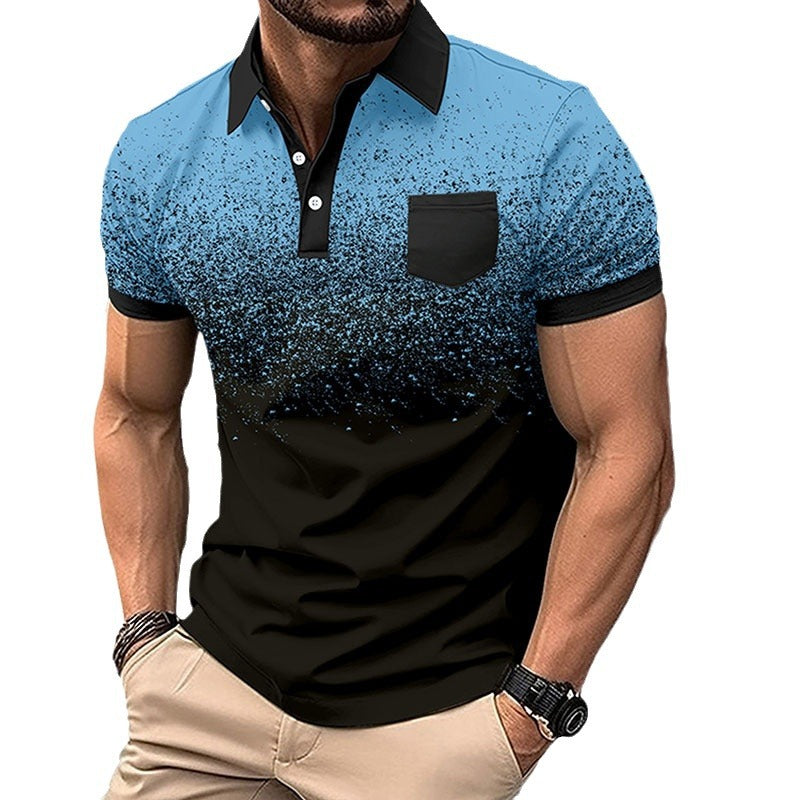 Herren Poloshirt Modern Farbverlauf mit Brusttasche