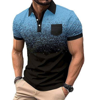 Herren Poloshirt Modern Farbverlauf mit Brusttasche