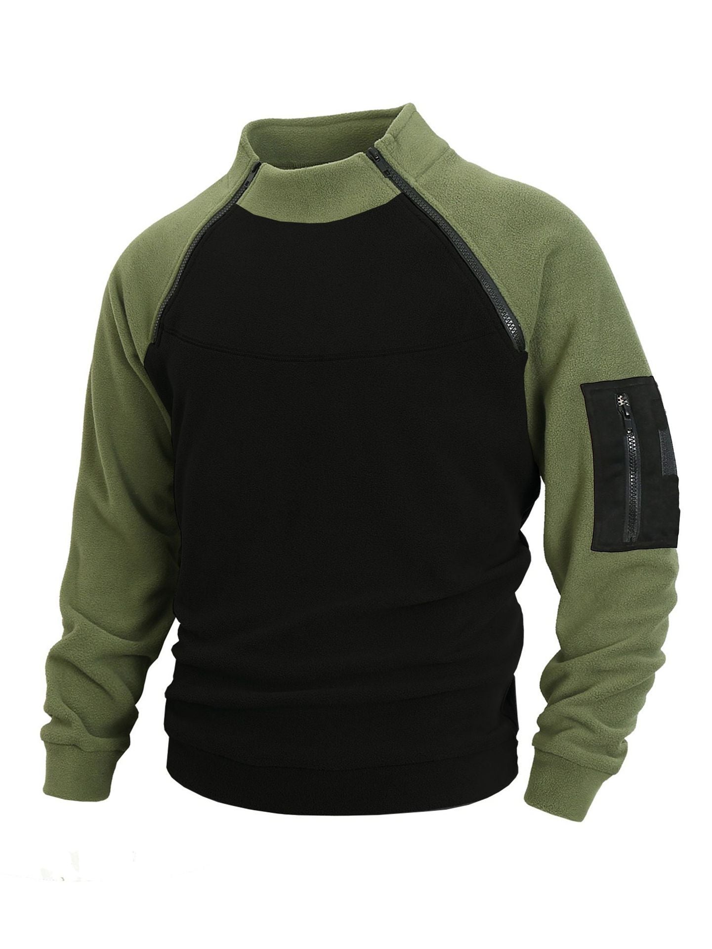 Herren Fleece Pullover Warm mit Reißverschluss Kragen