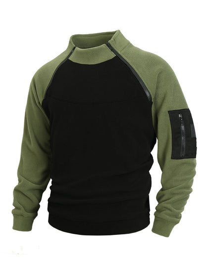 Herren Fleece Pullover Warm mit Reißverschluss Kragen