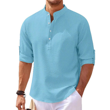 Herren Henley-Shirt Lässig Strukturiert Modern