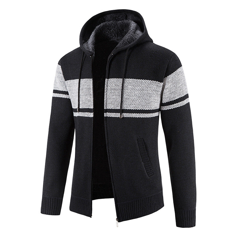 Herren Strickjacke Kapuze Strukturiert Modern