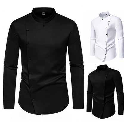 Elegantes Herrenhemd mit Stehkragen und Knopfdesign
