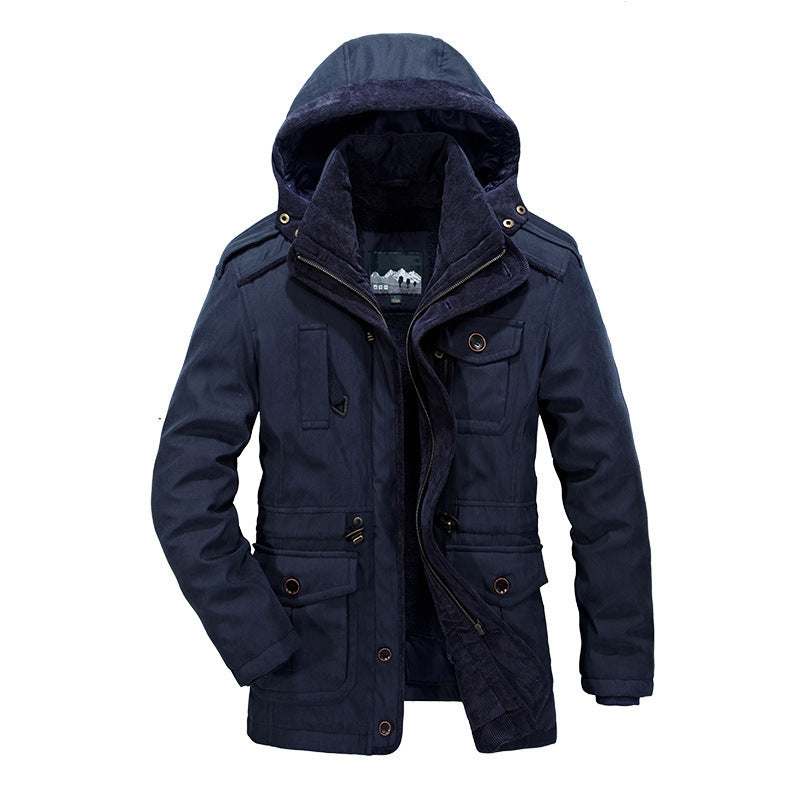 Herren Feldjacke Warm Isoliert Abnehmbare Kapuze Outdoor