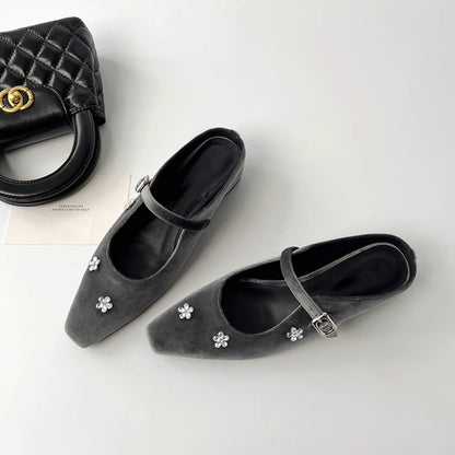 Damen Slingback Schuhe Elegante Blumenapplikationen