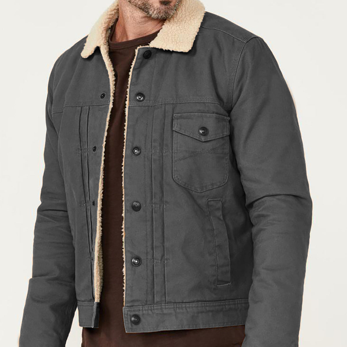Herren Denimjacke Sherpa gefüttert Warm