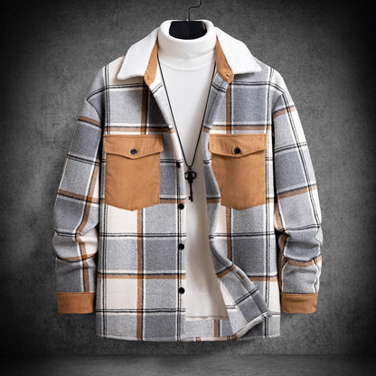 Herren Flanelljacke Karo mit Brusttaschen Weich