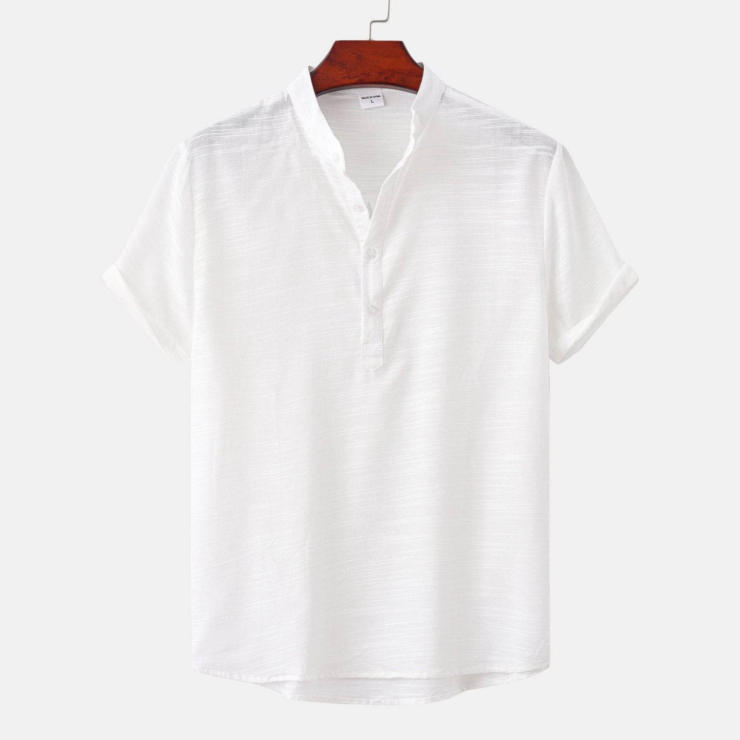 Herren Kurzarmhemd Modern mit Knopfleiste und Henley Ausschnitt