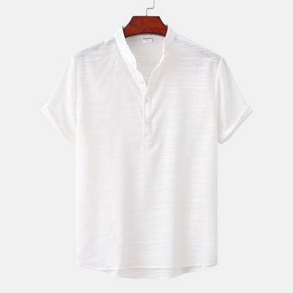 Herren Kurzarmhemd Modern mit Knopfleiste und Henley Ausschnitt