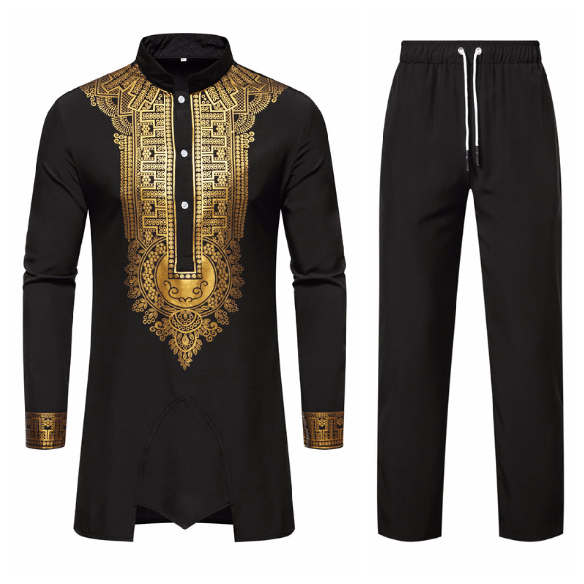 Herren elegante Tunika mit kunstvoller Stickerei und passender Hose BerlinGlamour