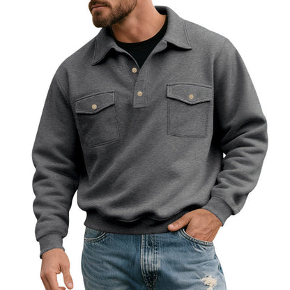 Herren Pullover Lässig Mit Pattentaschen Groß