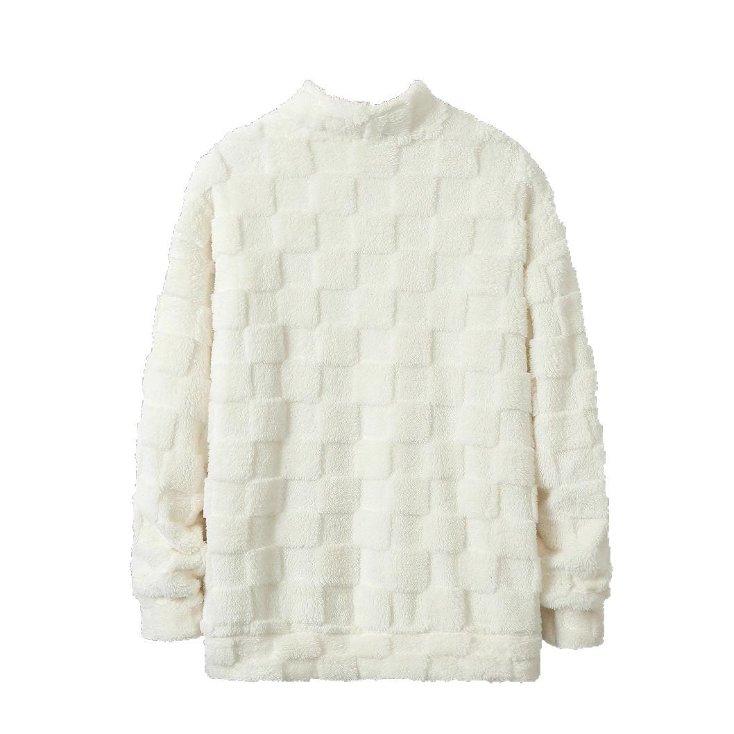 Herren Fleece-Pullover Reißverschluss Strukturiert Warm