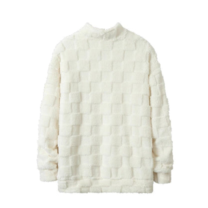 Herren Fleece-Pullover Reißverschluss Strukturiert Warm