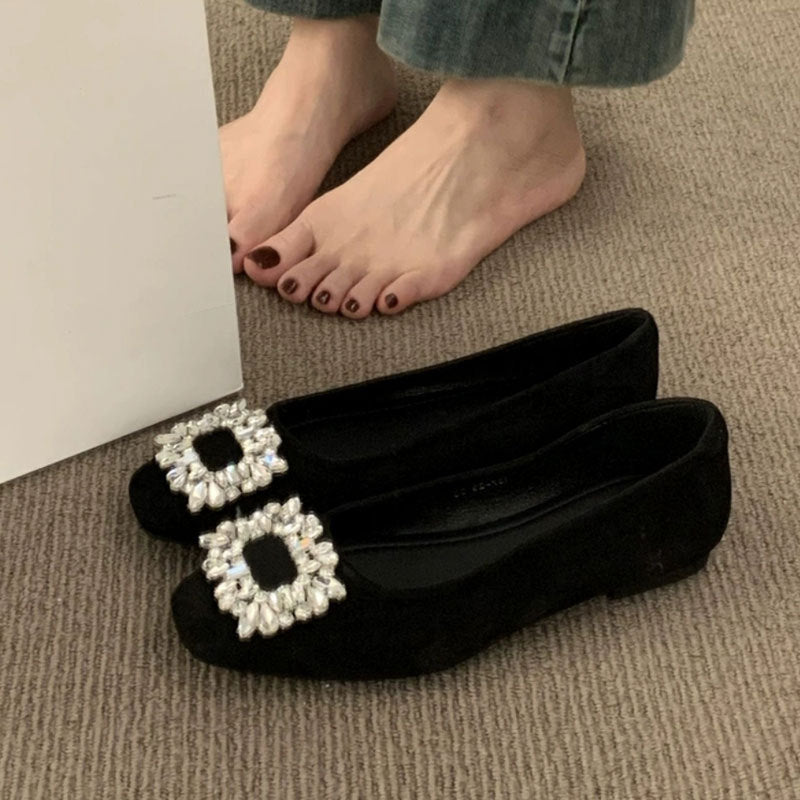 Damen Ballerinas Glitzer Schmuck Detail Elegant