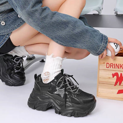 Damen Sneaker Chunky Schuhe mit Sternen Design Comfort