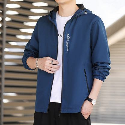 Herren Sportjacke Wetterfest Verstellbare Kapuze Funktionell