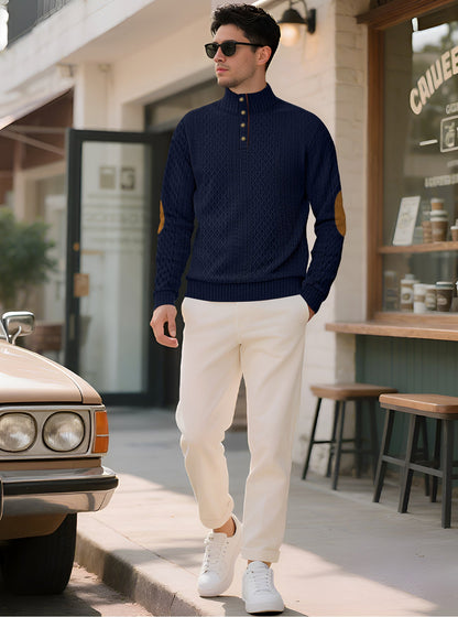 Herren Pullover Strick Eleganter Kragen Mit Knöpfen