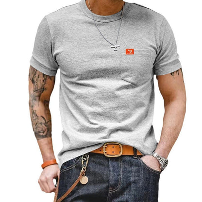Herren T-Shirt Kurzarm Baumwolle mit Brusttasche klassisch