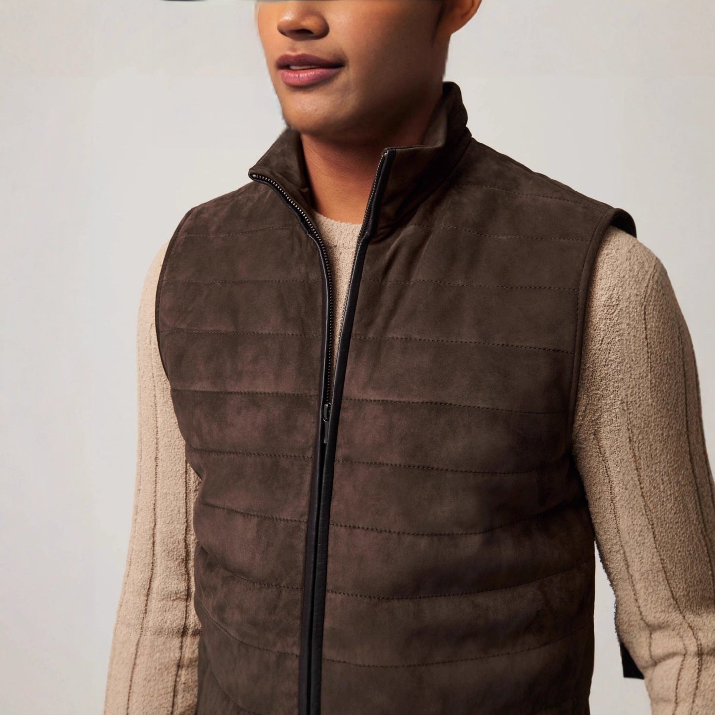 Herren Lederweste Weich Wildleder schwarz Elegant - BerlinGlamour