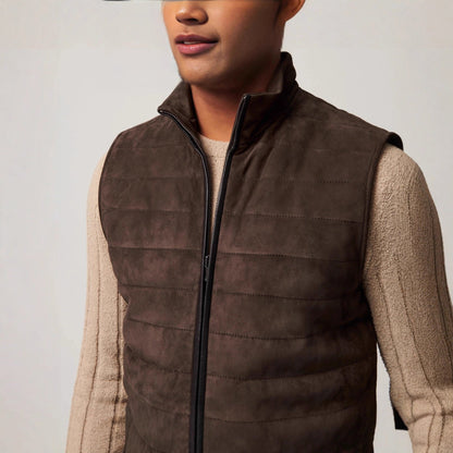 Herren Lederweste Weich Wildleder schwarz Elegant - BerlinGlamour