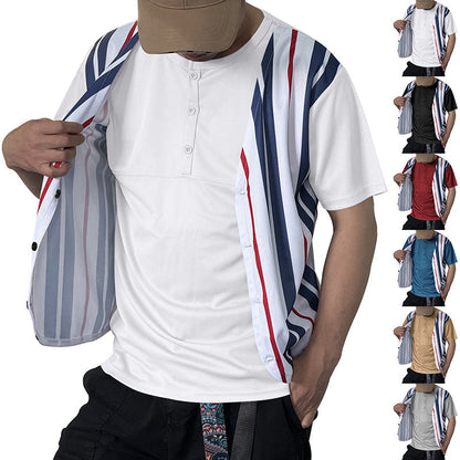 Herren Sportshirt Gestreift Überwurf Modern Sportlich - BerlinGlamour