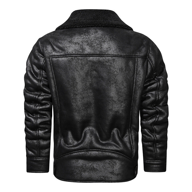 Herren Lederjacke Warm Fleece Innenfutter Praktisch