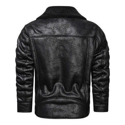 Herren Lederjacke Warm Fleece Innenfutter Praktisch