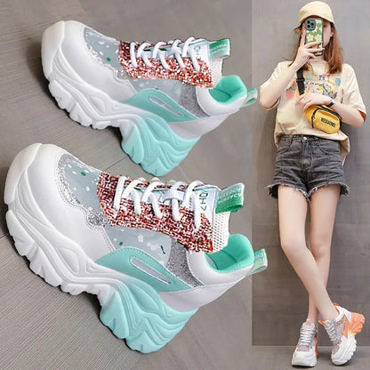 Damen Sneaker Sportlich Glitzerdetails Modisch Flexibel