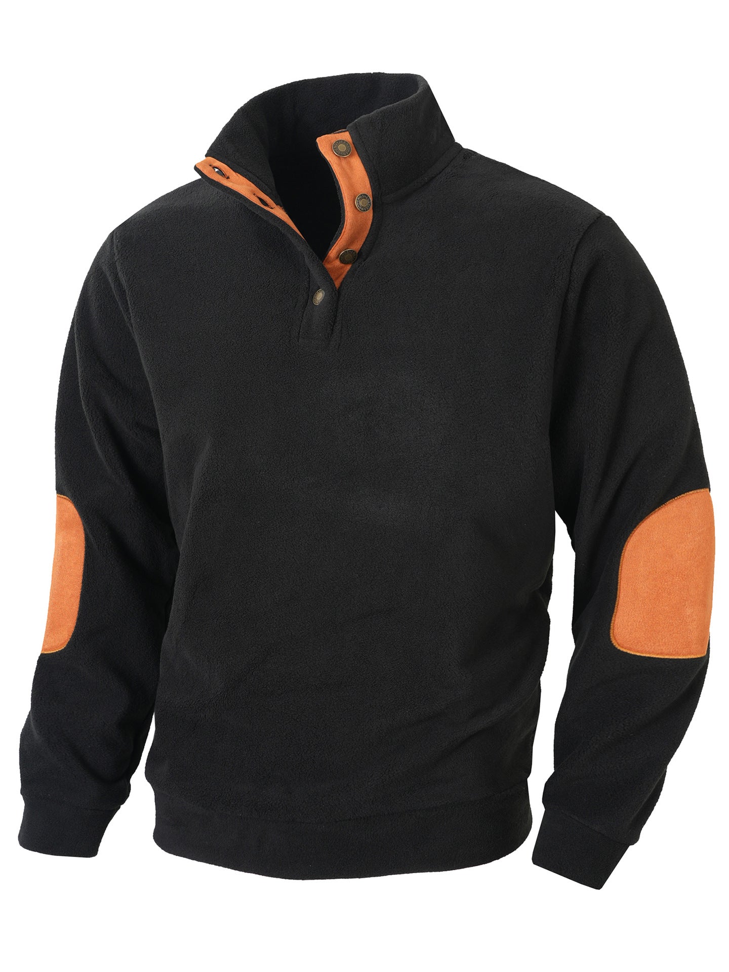 Herren Fleece Pullover Modern Stehkragen Kontrastfarben