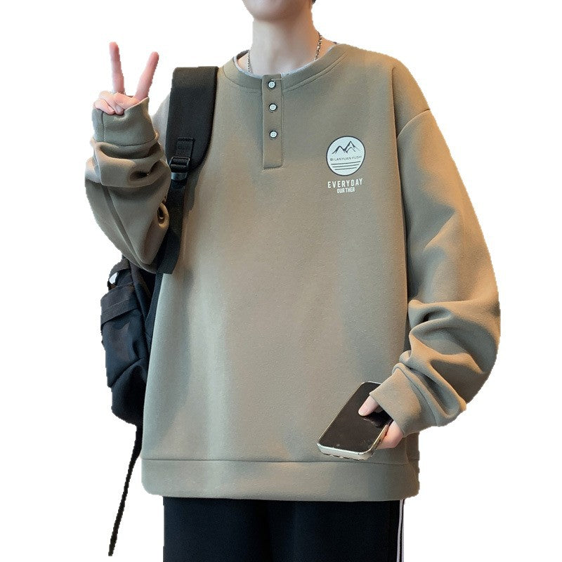 Herren Pullover Langarm Lässig mit Knopf Berlin Style