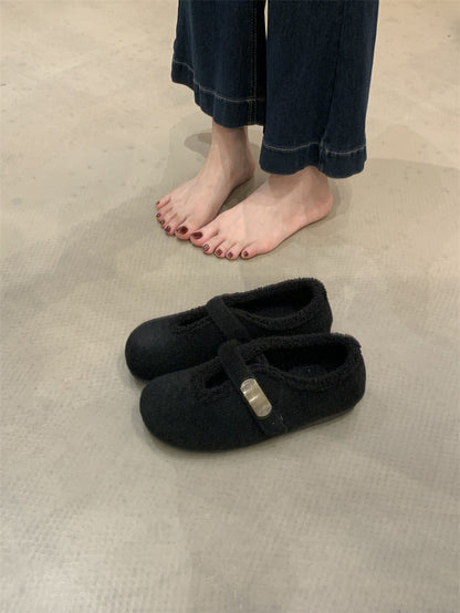 Damen Hausschuhe Weich Fleece Plüsch Warm Schnalle