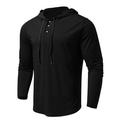 Herren Hoodie Langarm Modern Sportlich Mit Knöpfen