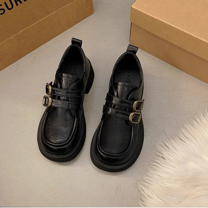Damen Plateau Schnürschuhe mit Doppelriemen Modisch Hoch - BerlinGlamour