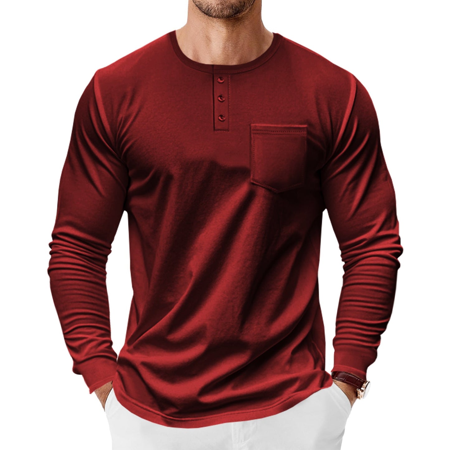 Herren Hemden Langarm Mit Knopfleiste Und Brusttasche Modern