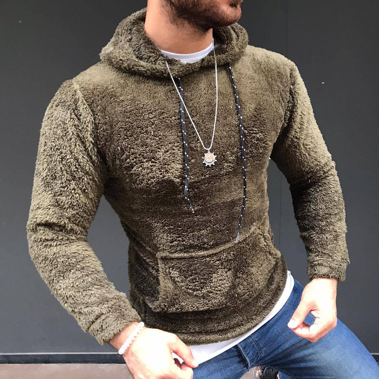Herren Fleece Hoodie Warm Kapuzenpullover