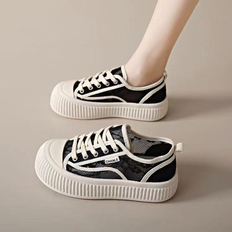 Damen Sneaker High Heels Plateau Schuhe Atmungsaktiv