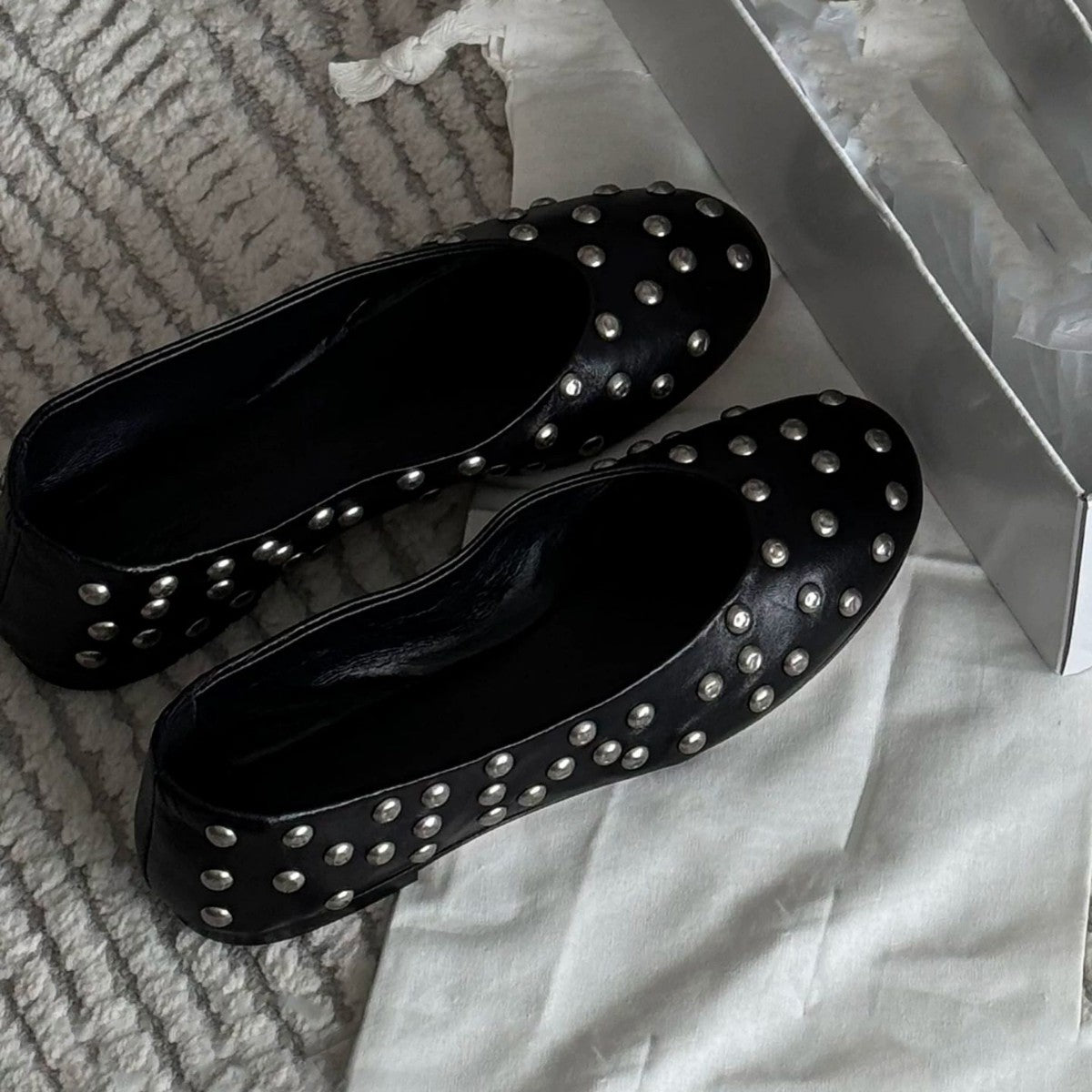 Damen Ballerinas Luxus Nieten Design Elegante Schuhe