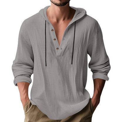 Herren Hoodie Langarm atmungsaktiv Modern mit Knopfdesign