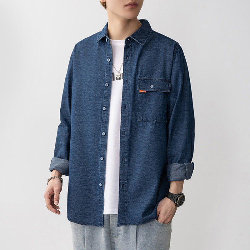 Herren Denim Overshirt mit Brusttasche Modern Trendy