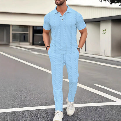 Herren Polo Jogger Set Modern Strukturiert