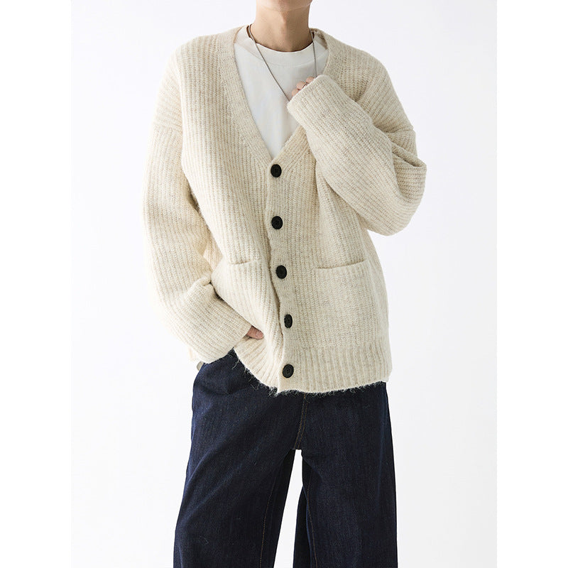 Herren Strickjacke Grobstrick Mit Taschen Modern