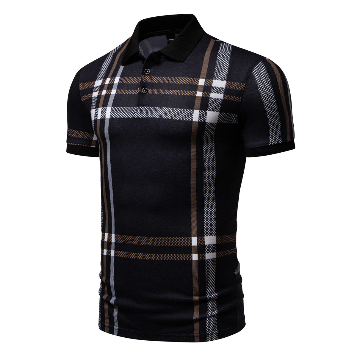Herren Polohemd Kurzarm Karomuster Elastisch Modern