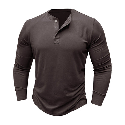 Herren Langarmshirt Modern Bequem Knopfleiste
