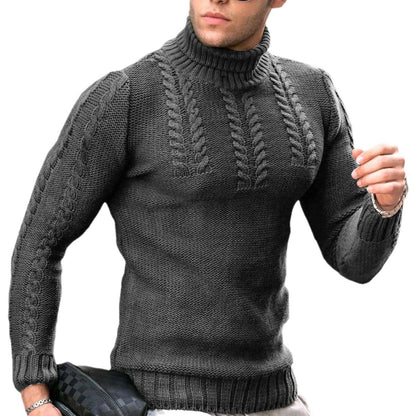 Herren Strickpullover Hochkragen Modisch Glatt