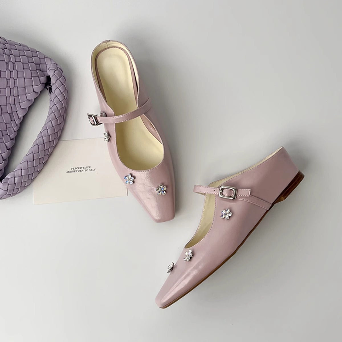 Damen Slingback Schuhe Elegante Blumenapplikationen